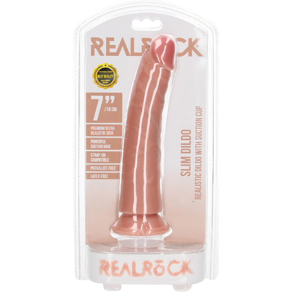 RealRock Dildo van 18 cm - Realistisch slank met  zuignap