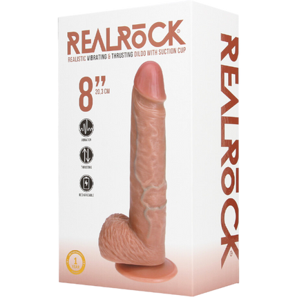 RealRock Dildo van 20,5 cm - Realistisch in bruinig huidskleur vibrerent stotend met ballen