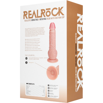 RealRock Dildo van 20,5 cm - Realistisch vibrerend en roterend met ballen
