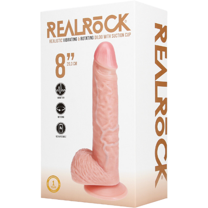 RealRock Dildo van 20,5 cm - Realistisch vibrerend en roterend met ballen