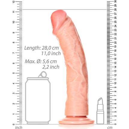 RealRock Dildo van 25,5 cm - Realistisch gebogen met zuignap