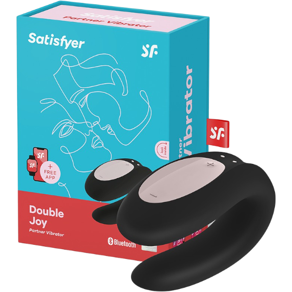 Satisfyer Double Joy Koppel Vibrator Zwart Bluetooth App – Voor Twee