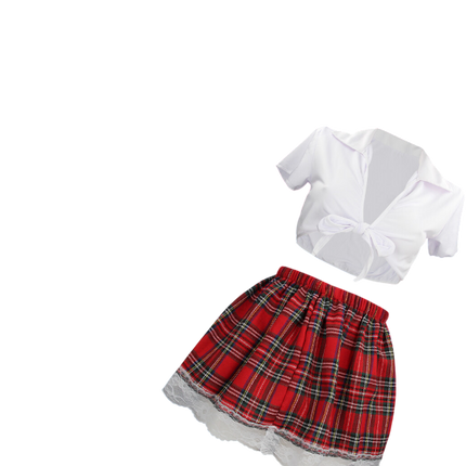S-line Schoolmeisje Kostuum Wit S/M – Erotisch Roleplay Kostuum