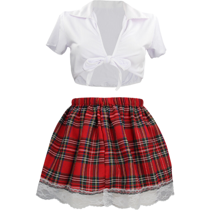 S-line Schoolmeisje Kostuum Wit S/M – Erotisch Roleplay Kostuum