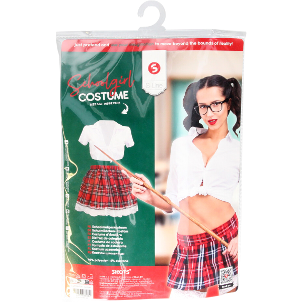 S-line Schoolmeisje Kostuum Wit S/M – Erotisch Roleplay Kostuum
